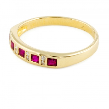 18ct gold Ruby / Diamond half eternity Ring size L